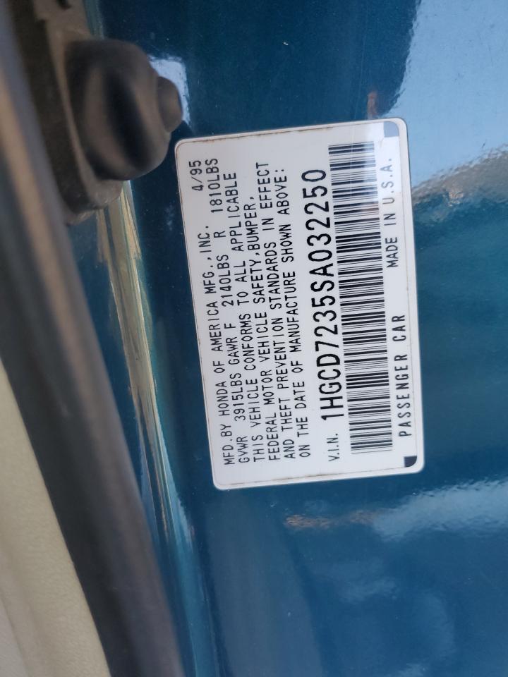 1995 Honda Accord VIN 1HGCD7235SA032250 Copart auction photo, side damage thumbnail 12