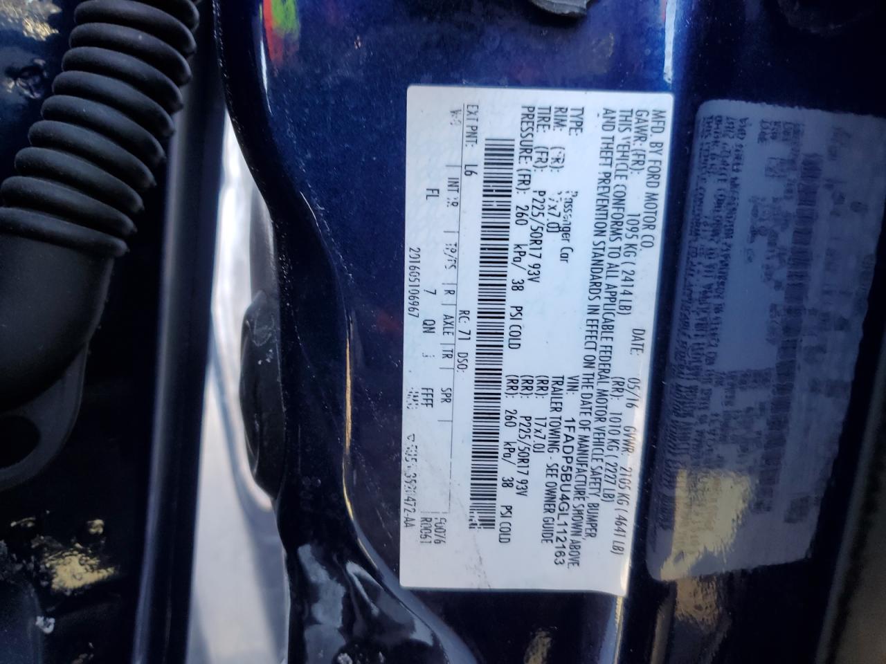 2016 Ford C-MAX VIN 1FADP5BU4GL112163 Copart auction photo, front end damage thumbnail 14