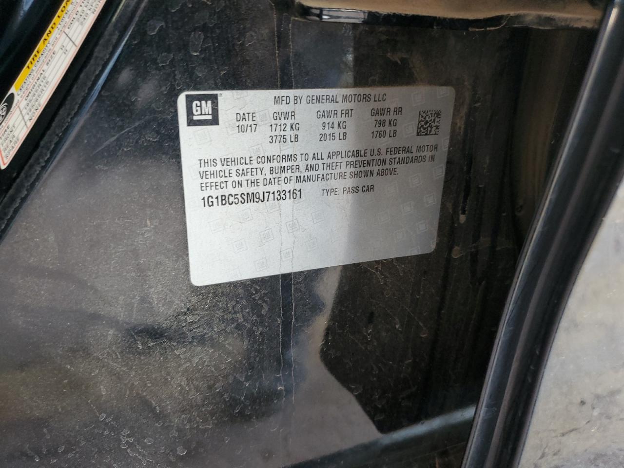2018 Chevrolet Cruze VIN 1G1BC5SM9J7133161 Copart auction photo, front end / side damage thumbnail 14