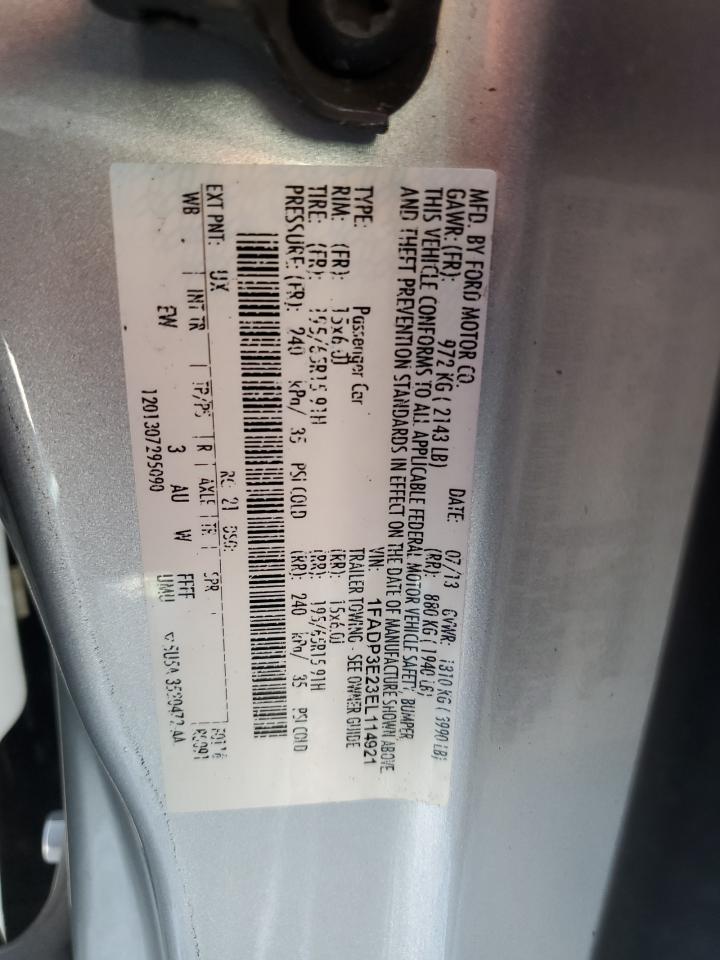 2014 Ford Focus VIN 1FADP3E23EL114921 Copart auction photo, front end damage thumbnail 13
