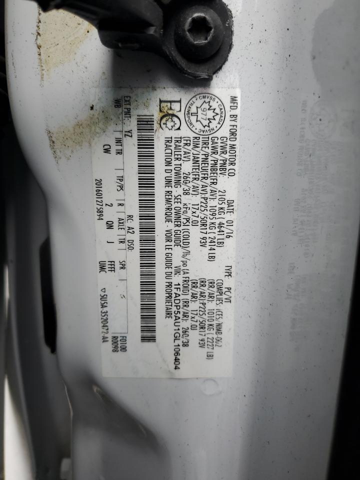 2016 Ford C-MAX VIN 1FADP5AU1GL106404 Copart auction photo, front end damage thumbnail 13
