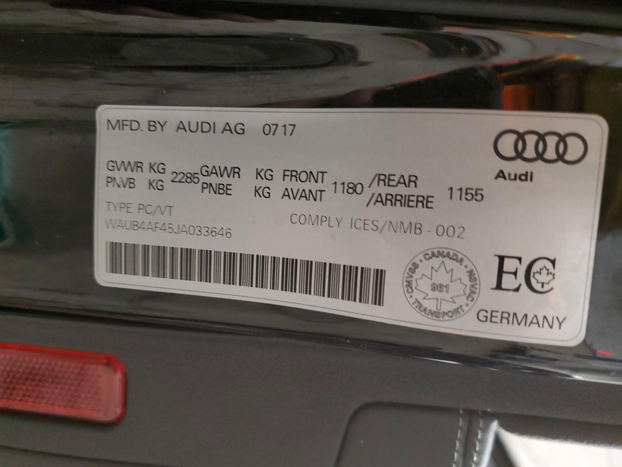2018 Audi RS4 VIN WAUB4AF45JA033646 Copart auction photo, rear end damage thumbnail 13