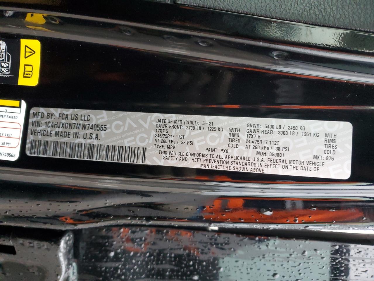 2021 Jeep Wrangler VIN 1C4HJXDN7MW740565 Copart auction photo, side / rear end damage thumbnail 14