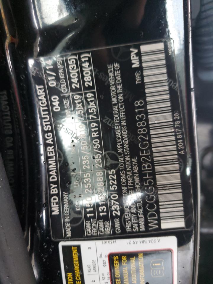 2014 Mercedes-Benz GLK-klasse VIN WDCGG5HB2EG288318 Copart auction photo, side / rear end damage thumbnail 15