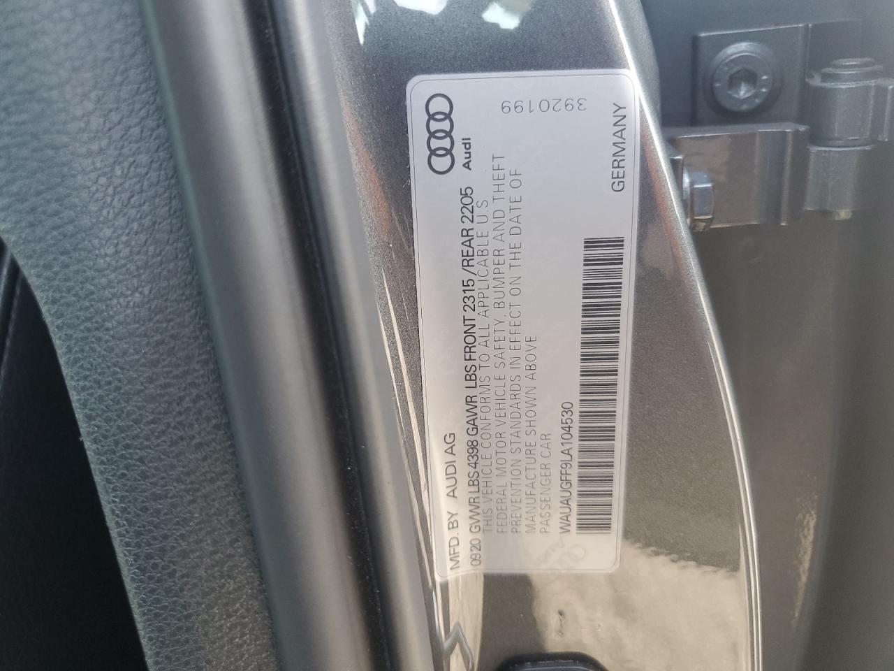 2020 Audi A3 VIN WAUAUGFF9LA104530 Copart auction photo, vandalism / minor dent/scratches damage thumbnail 12