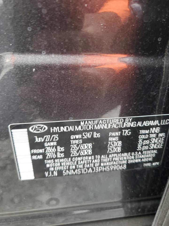 2023 Hyundai Santa Fe VIN 5NMS1DAJ3PH599068 Copart auction photo, front end damage thumbnail 16