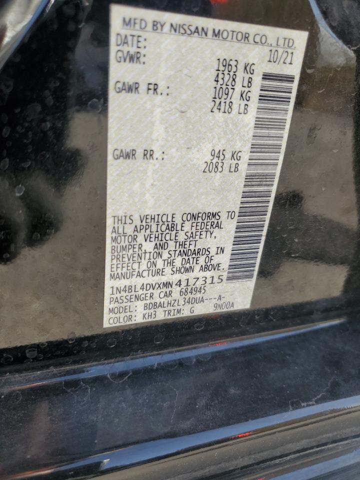 2021 Nissan Altima VIN 1N4BL4DVXMN417315 Copart auction photo, front end damage thumbnail 12