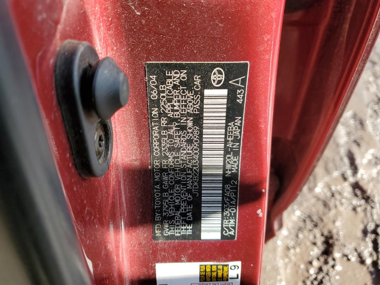2004 Toyota Prius VIN JTDKB22U340090989 Copart auction photo, front end / rear end damage thumbnail 15