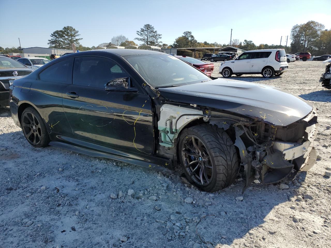 2015 BMW M4 VIN WBS3R9C58FK333695 Copart auction photo, front end / side damage thumbnail 4