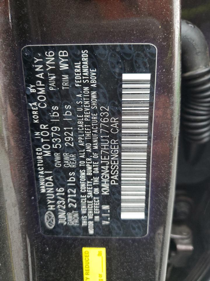 2017 Genesis G80 VIN KMHGN4JE7HU177632 Copart auction photo, rear end / minor dent/scratches damage thumbnail 12