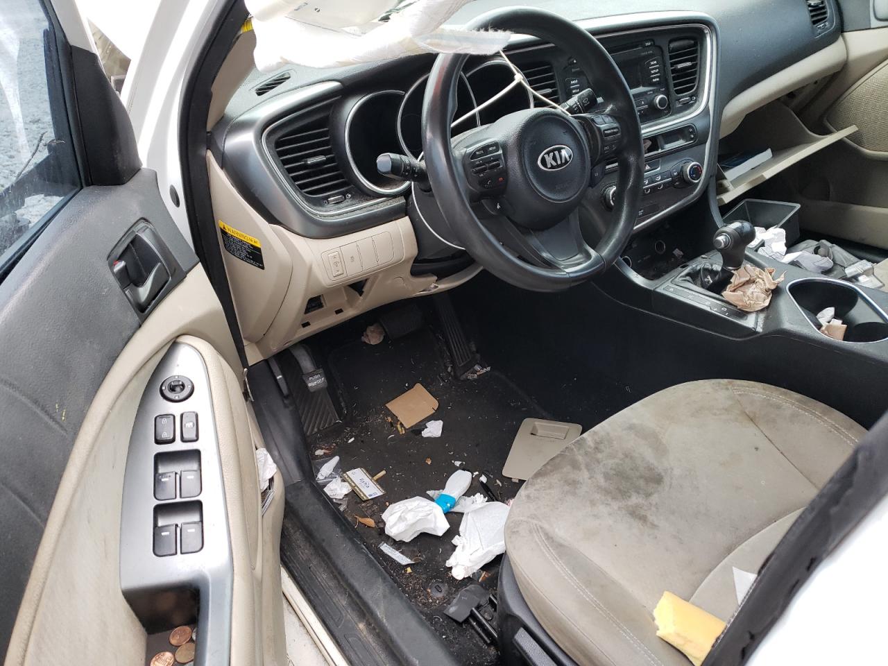 2014 KIA Optima VIN KNAGM4A75E5454323 Copart auction photo, front end / side damage thumbnail 8