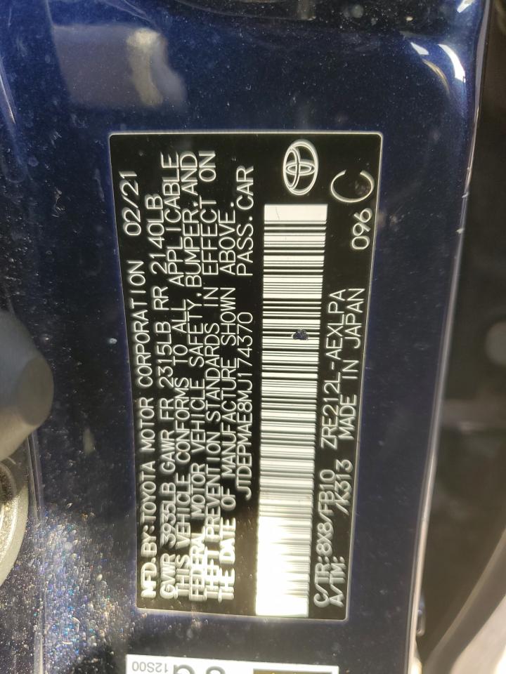 2021 Toyota Corolla VIN JTDEPMAE8MJ174370 Copart auction photo, front end damage thumbnail 14