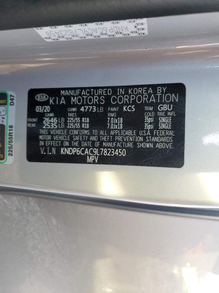 2020 KIA Sportage VIN KNDP6CAC9L7823450 Copart auction photo, side / minor dent/scratches damage thumbnail 14