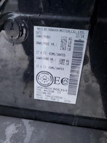 2015 Nissan Rogue VIN 5N1AT2MV1FC806364 Copart auction photo, rear end / side damage thumbnail 13