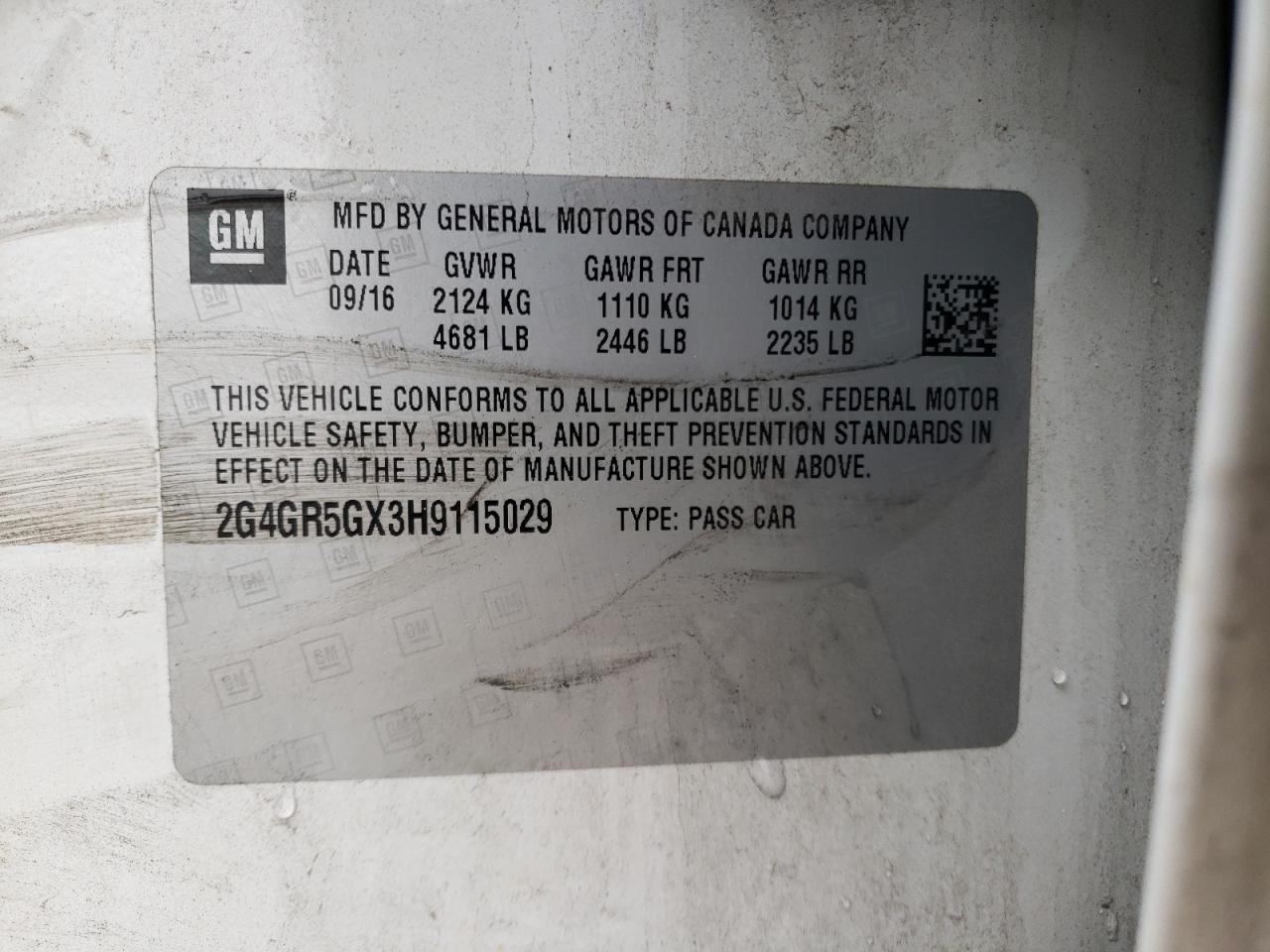 2017 Buick Regal VIN 2G4GR5GX3H9115029 Copart auction photo, front end damage thumbnail 12