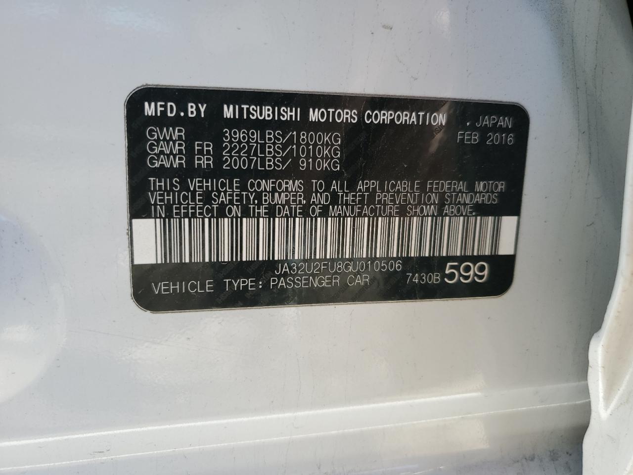 2016 Mitsubishi Lancer VIN JA32U2FU8GU010506 Copart auction photo, rear end damage thumbnail 12