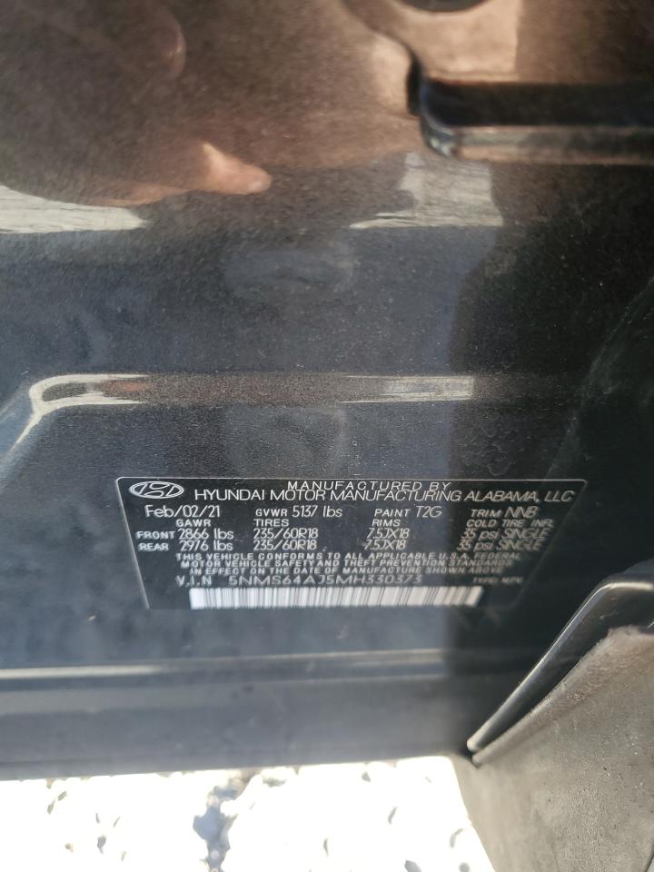 2021 Hyundai Santa Fe VIN 5NMS64AJ5MH330373 Copart auction photo, front end / minor dent/scratches damage thumbnail 13