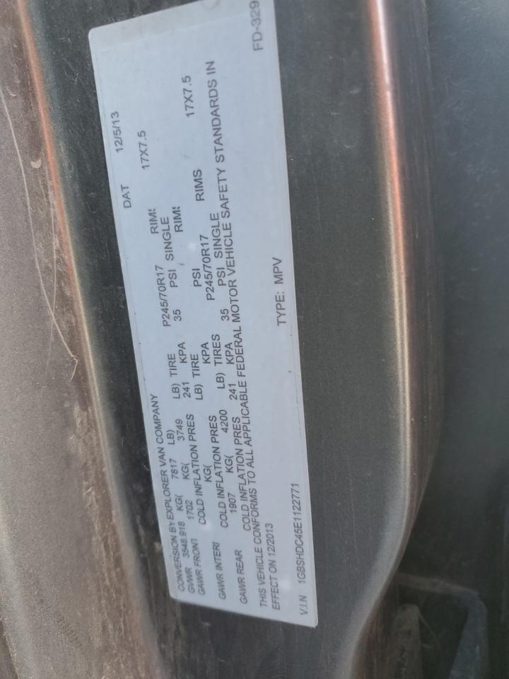 2014 Chevrolet Express VIN 1GBSHDC45E1122771 Copart auction photo, front end damage thumbnail 13