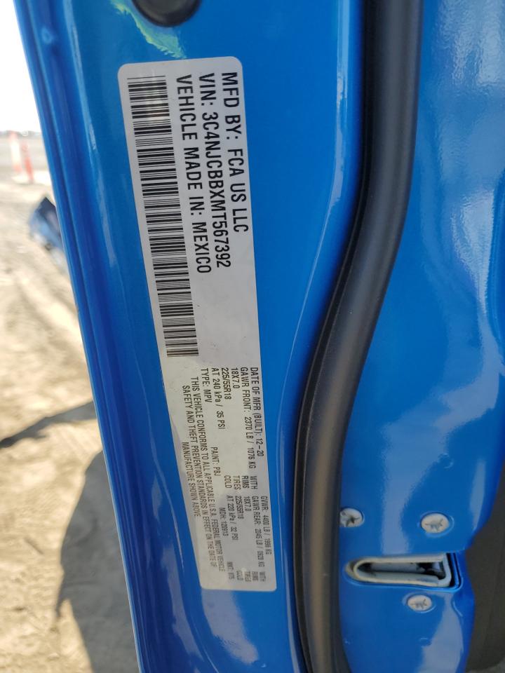 2021 Jeep Compass VIN 3C4NJCBBXMT567392 Copart auction photo, front end damage thumbnail 13