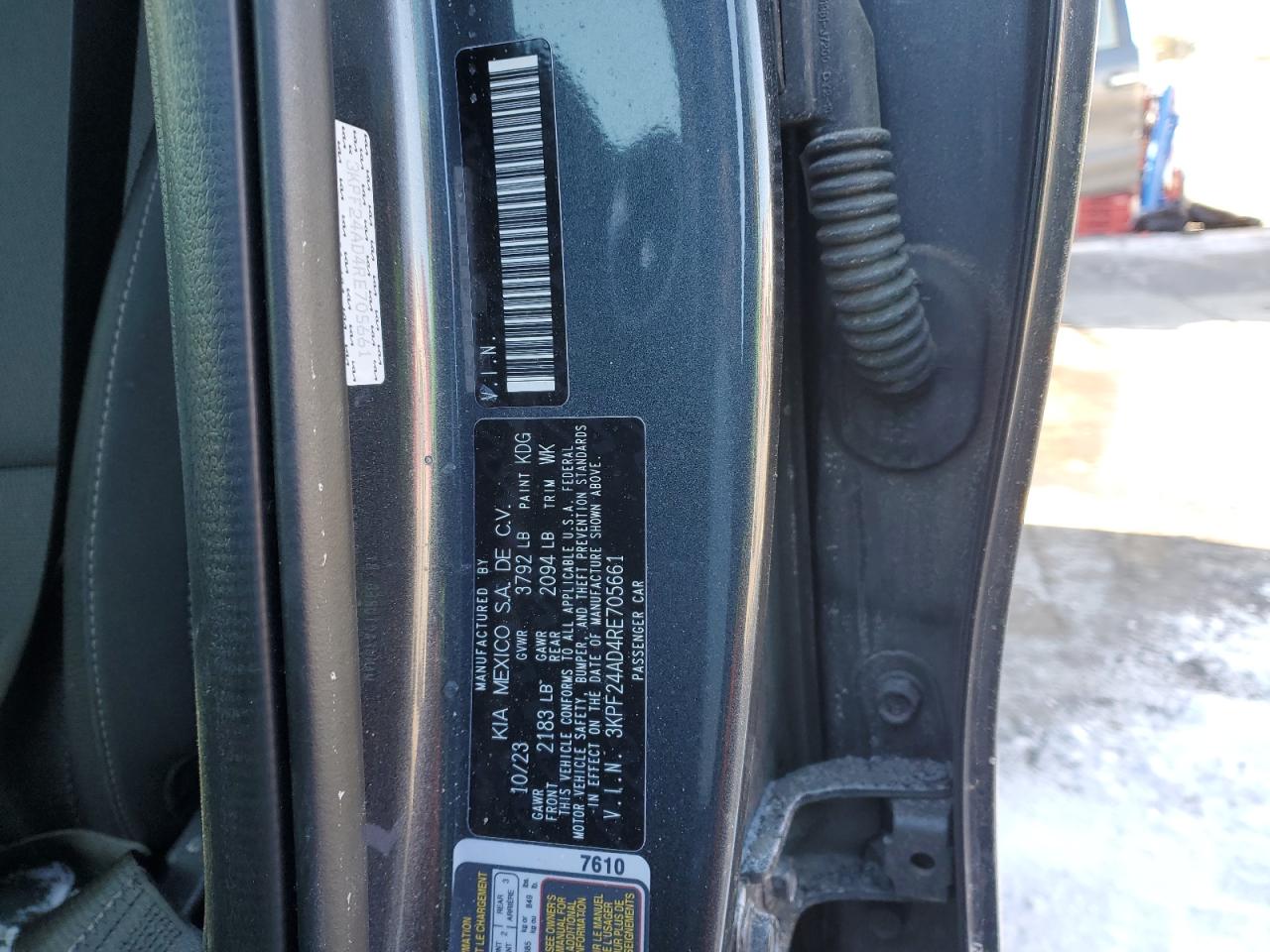 2024 KIA Forte VIN 3KPF24AD4RE705661 Copart auction photo, front end / all over damage thumbnail 14