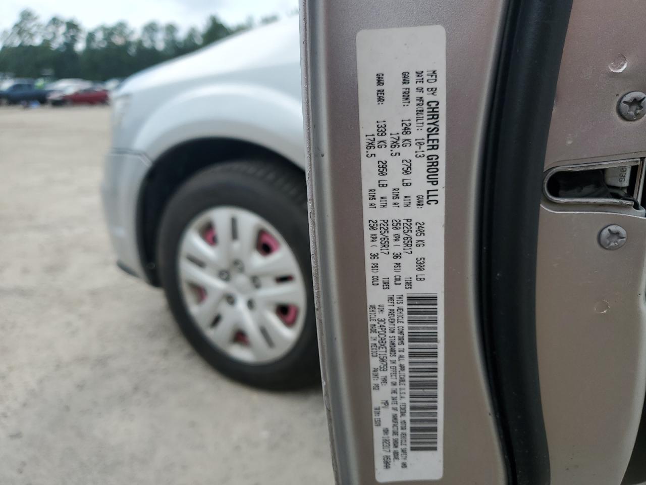 2014 Dodge Journey VIN 3C4PDCABXET150759 Copart auction photo, front end / minor dent/scratches damage thumbnail 13