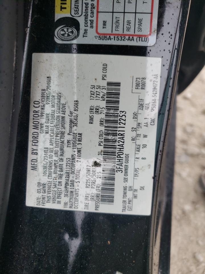 2010 Ford Fusion VIN 3FAHP0HA2AR112253 Copart auction photo, rear end / front end damage thumbnail 14