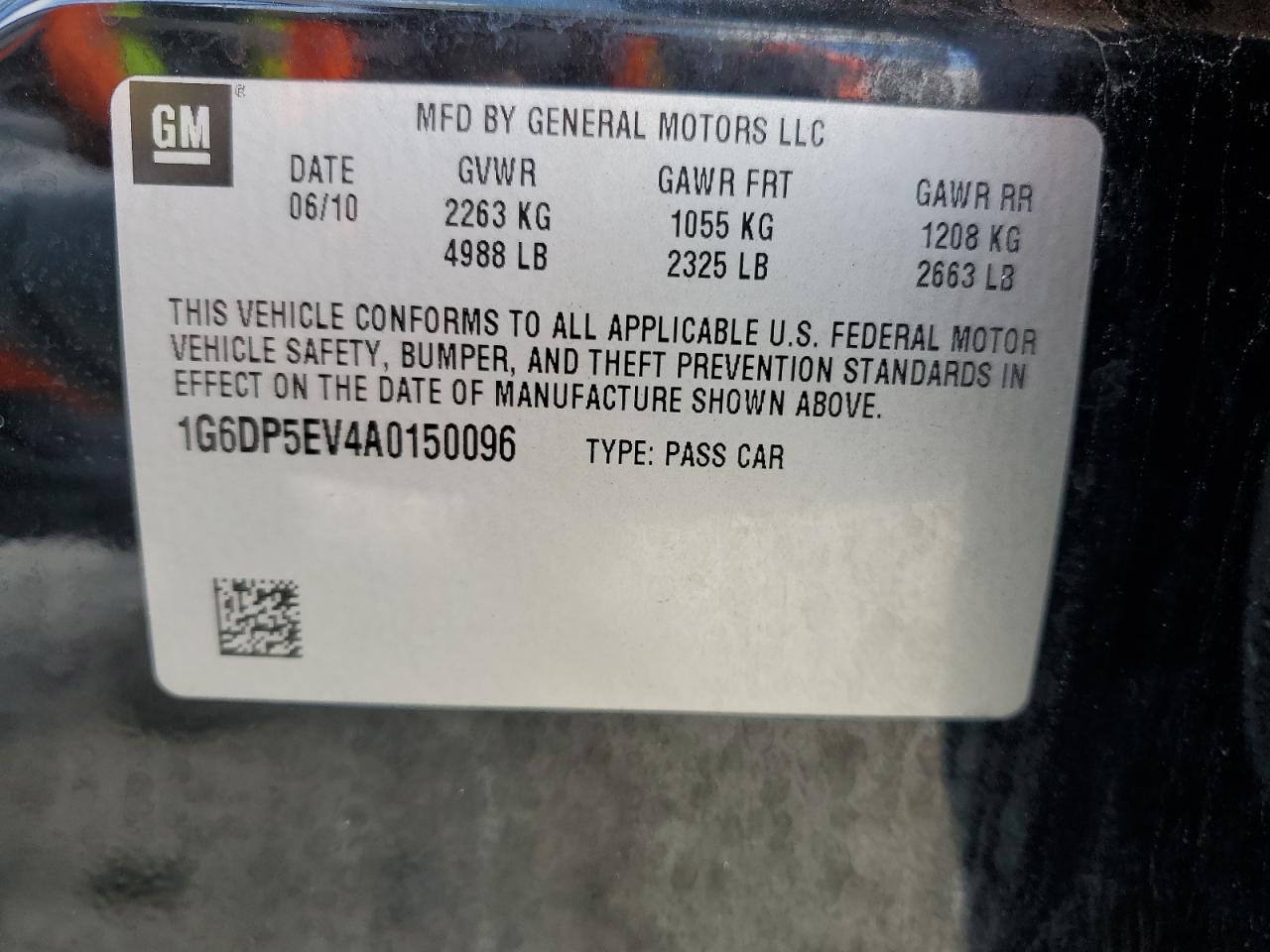 2010 Cadillac CTS VIN 1G6DP5EV4A0150096 Copart auction photo, minor dent/scratches damage thumbnail 12