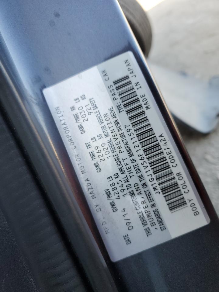 2015 Mazda 6 VIN JM1GJ1V56F1211597 Copart auction photo, side / rear end damage thumbnail 12