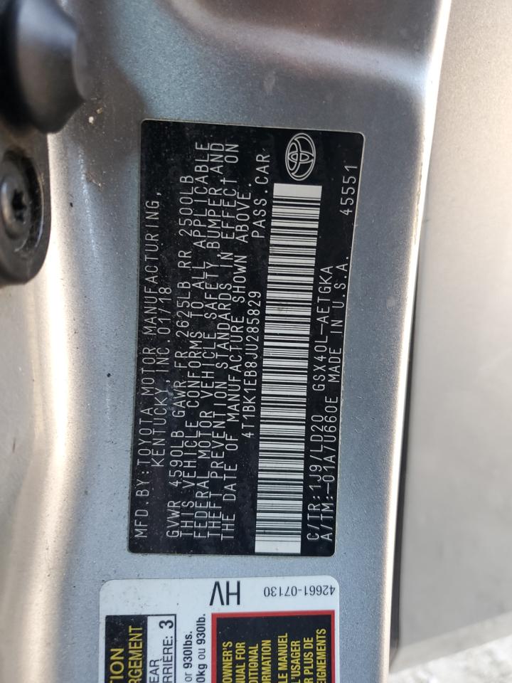 2018 Toyota Avalon VIN 4T1BK1EB8JU285829 Copart auction photo, rollover damage thumbnail 12