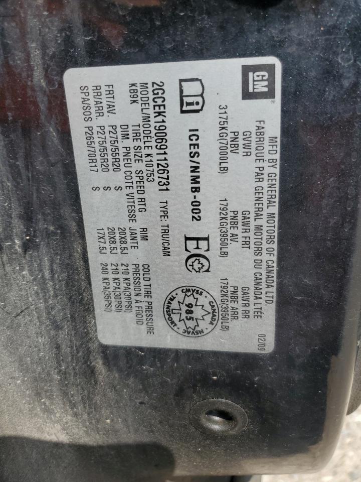 2009 Chevrolet Silverado VIN 2GCEK190691126731 Copart auction photo, side / rear end damage thumbnail 12