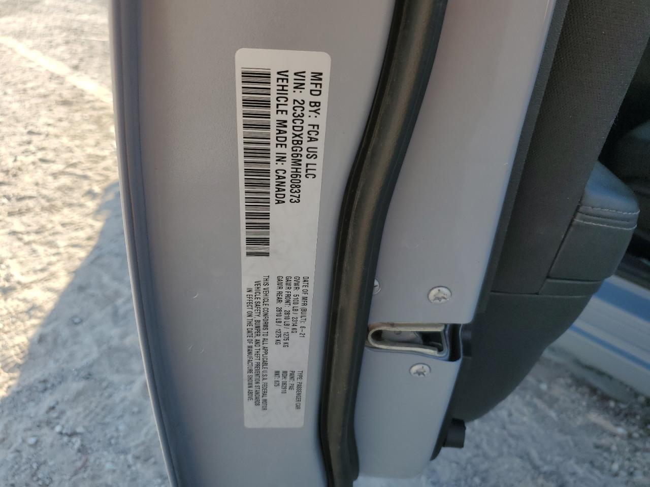 2021 Dodge Charger VIN 2C3CDXBG6MH608373 Copart auction photo, front end damage thumbnail 14