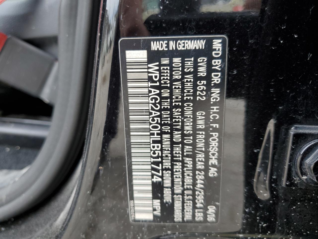 2017 Porsche Macan VIN WP1AG2A50HLB51774 Copart auction photo, all over / undercarriage damage thumbnail 15