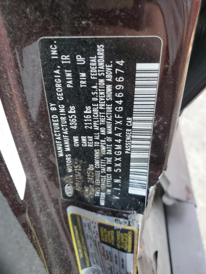 2015 KIA Optima VIN 5XXGM4A7XFG469674 Copart auction photo, side damage thumbnail 12
