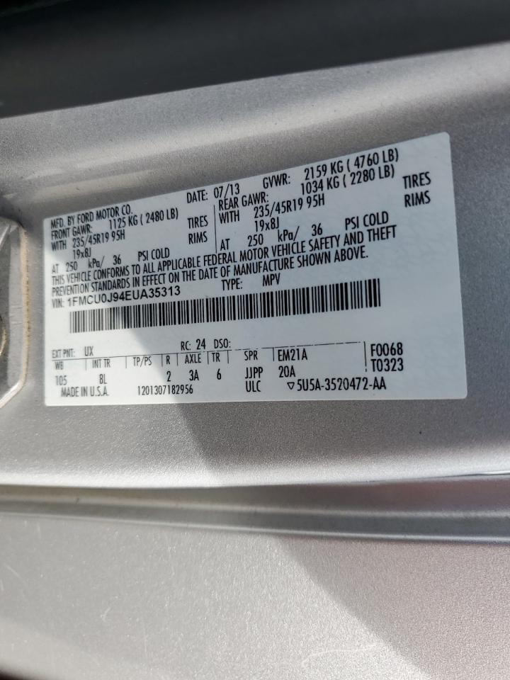2014 Ford Escape VIN 1FMCU0J94EUA35313 Copart auction photo, front end damage thumbnail 14