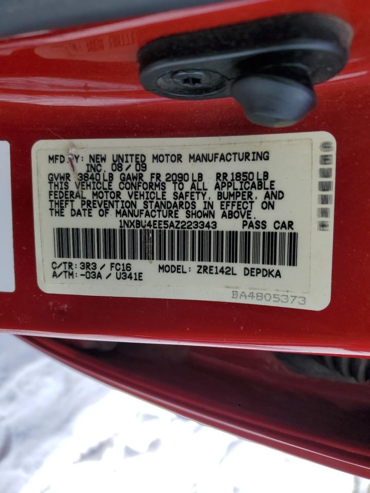 2010 Toyota Corolla VIN 1NXBU4EE5AZ223343 Copart auction photo, front end / minor dent/scratches damage thumbnail 12