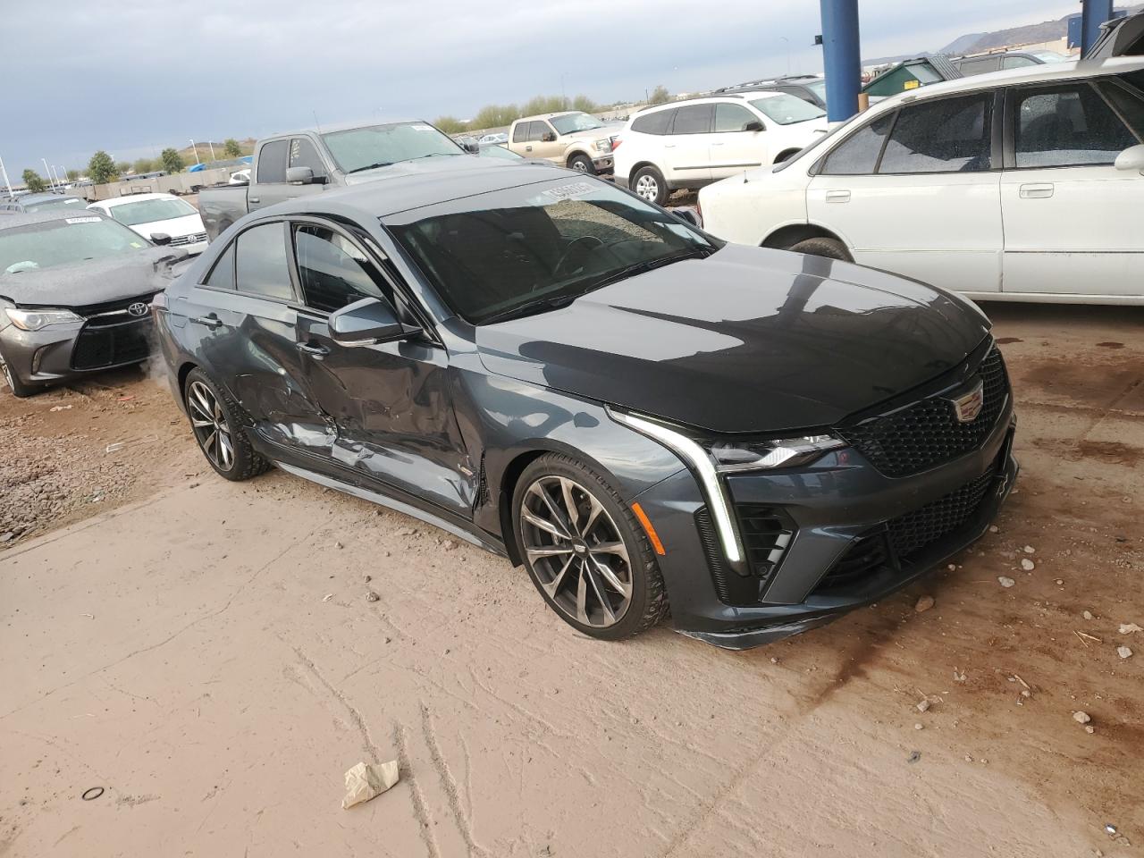 2022 Cadillac CT4-V VIN 1G6D75RP4N0411003 Copart auction photo, side damage thumbnail 4
