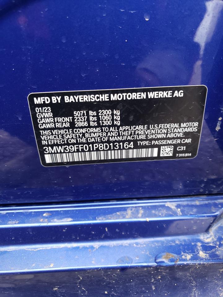 2023 BMW 3er VIN 3MW39FF01P8D13164 Copart auction photo, rear end / side damage thumbnail 15