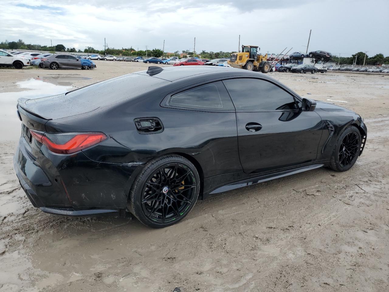 2023 BMW M4 VIN WBS43AZ01PCL20091 Copart auction photo, side / front end damage thumbnail 3