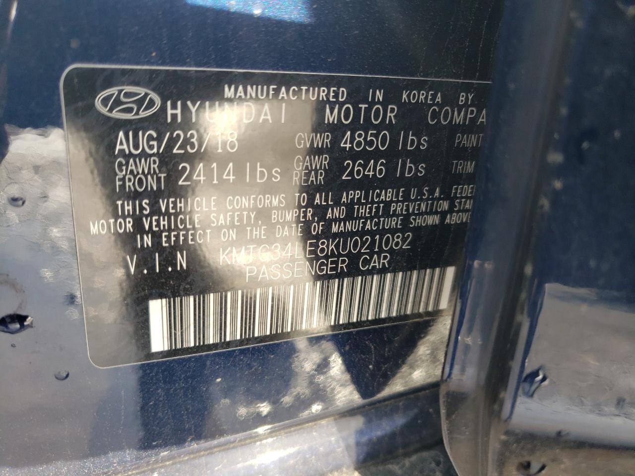 2019 Genesis G70 VIN KMTG34LE8KU021082 Copart auction photo, front end damage thumbnail 13