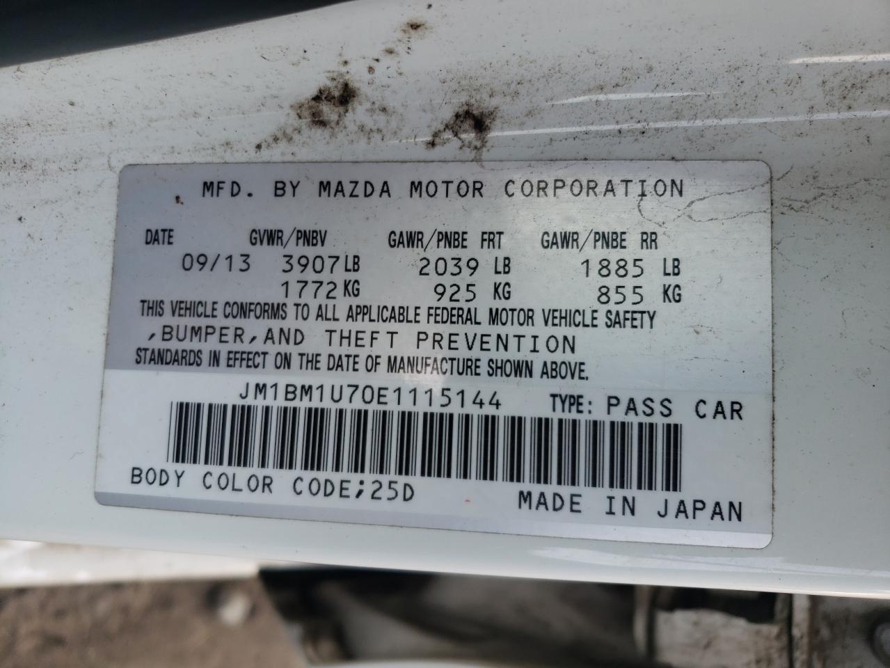2014 Mazda 3 VIN JM1BM1U70E1115144 Copart auction photo, rear end damage thumbnail 12