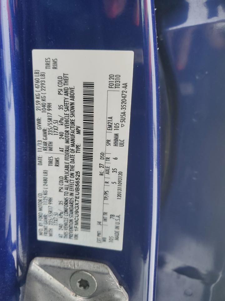 2014 Ford Escape VIN 1FMCU9GX7EUB56525 Copart auction photo, side damage thumbnail 13