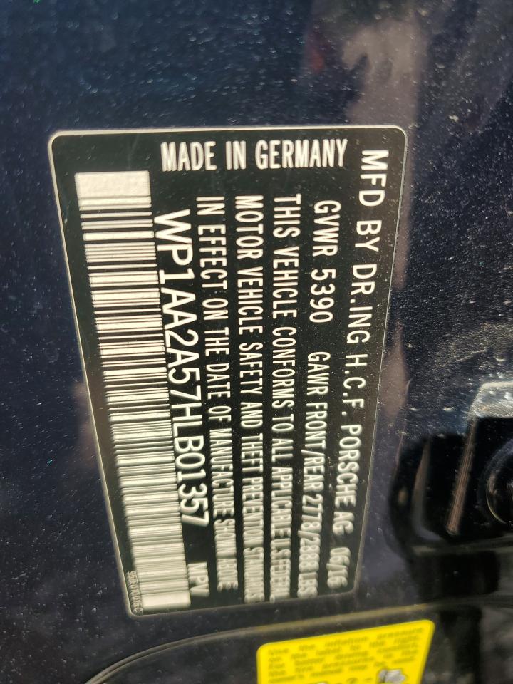 2017 Porsche Macan VIN WP1AA2A57HLB01357 Copart auction photo, front end damage thumbnail 13