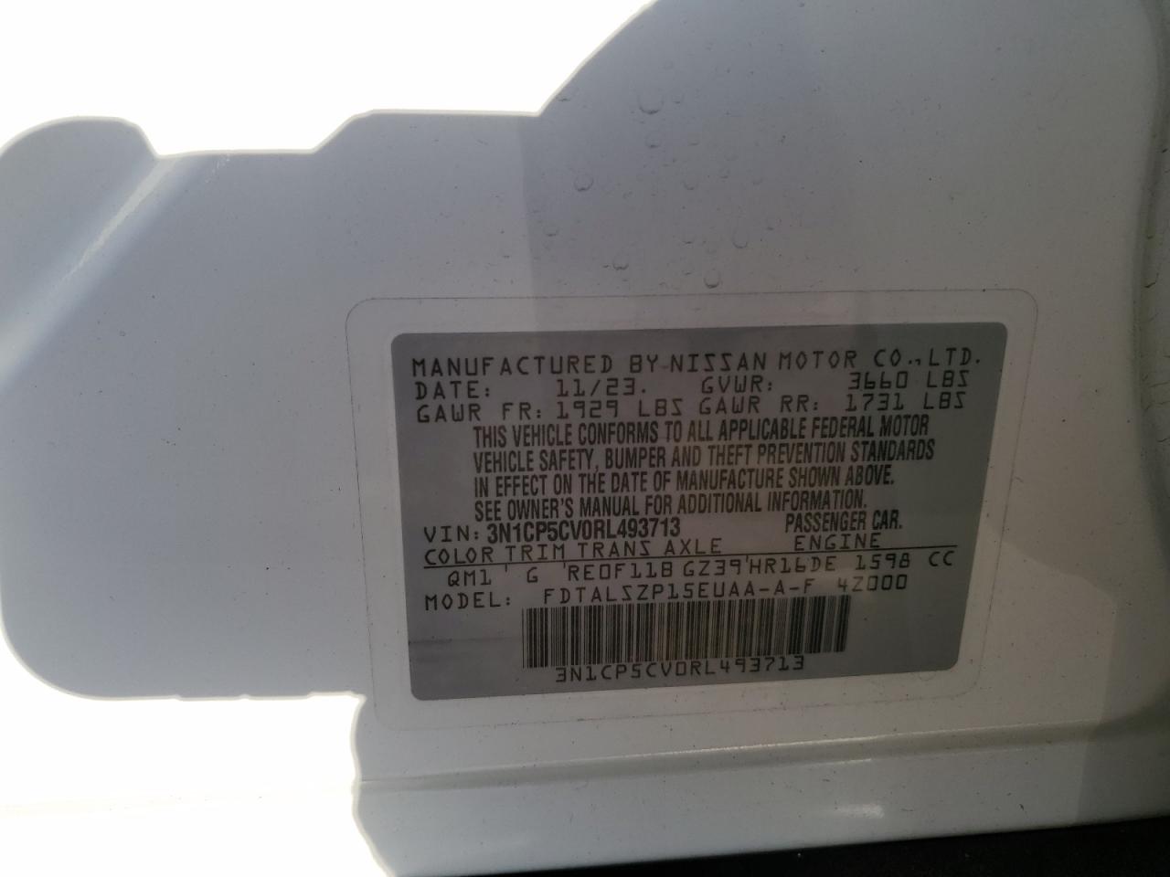 2024 Nissan Kicks VIN 3N1CP5CV0RL493713 Copart auction photo, front end damage thumbnail 12