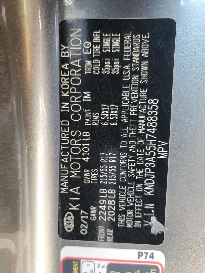 2017 KIA Soul VIN KNDJP3A55H7488358 Copart auction photo, mechanical damage thumbnail 14