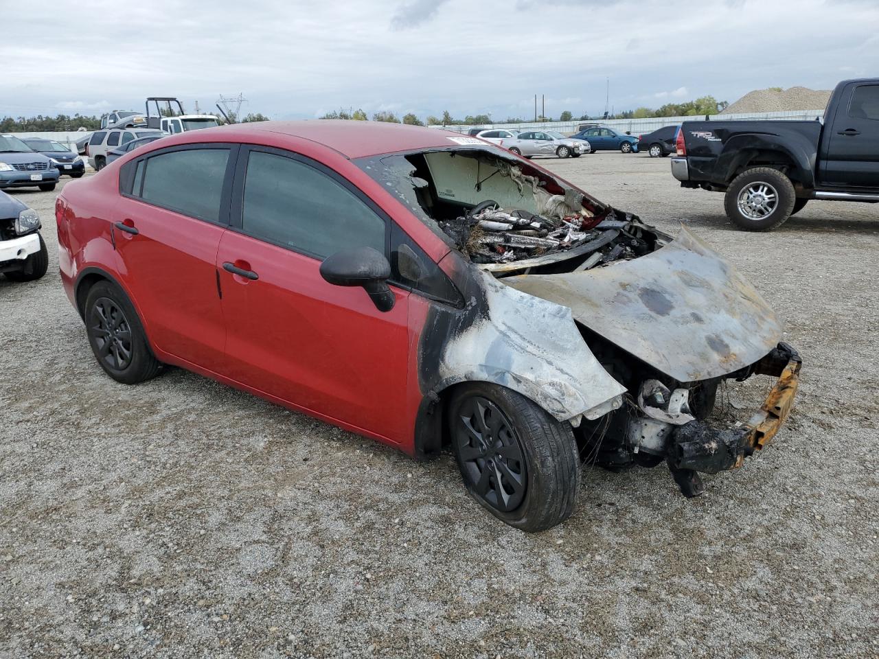 2013 KIA Rio VIN KNADM4A38D6269580 Copart auction photo, burn - engine / missing/altered vin damage thumbnail 4
