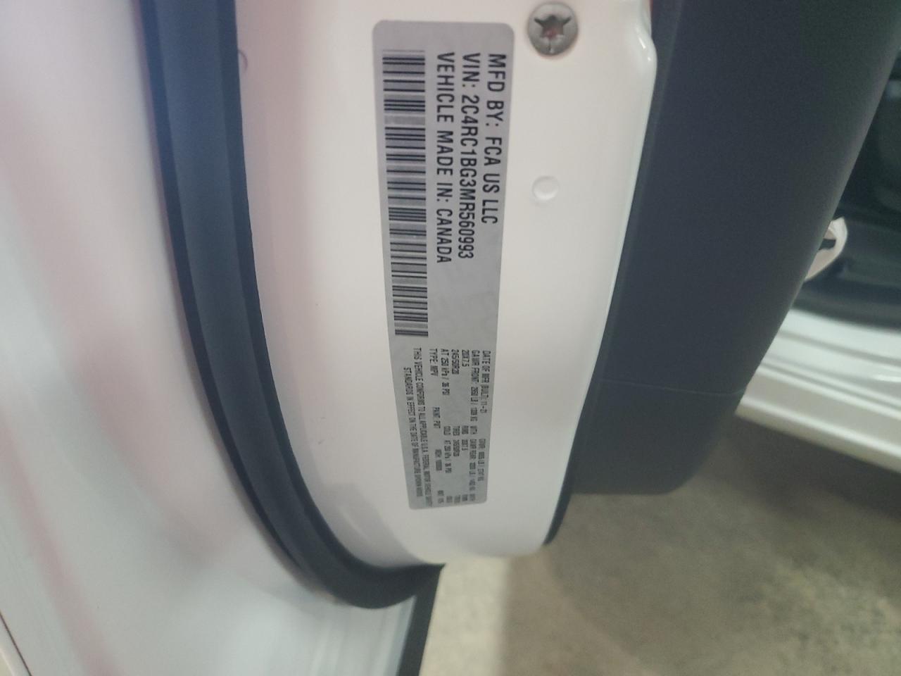 2021 Chrysler Pacifica VIN 2C4RC1BG3MR560993 Copart auction photo, front end / rear end damage thumbnail 13