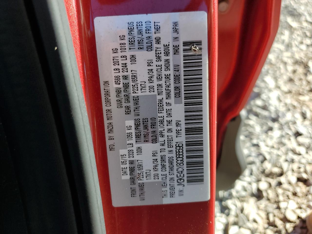 2016 Mazda CX-5 VIN JM3KE4CY8G0665961 Copart auction photo, rear end / side damage thumbnail 13