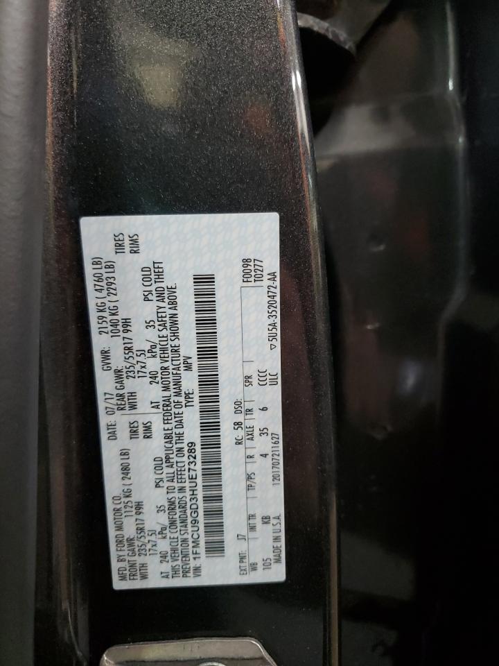 2017 Ford Escape VIN 1FMCU9GD3HUE73289 Copart auction photo, front end damage thumbnail 15