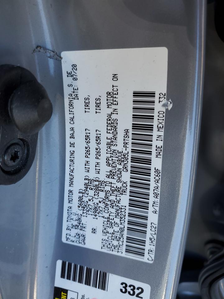 2020 Toyota Tacoma VIN 3TMCZ5AN0LM352331 Copart auction photo, all over damage thumbnail 12