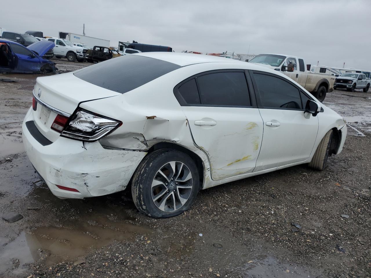 2014 Honda Civic VIN 2HGFB2F80EH551529 Copart auction photo, rear end / side damage thumbnail 3